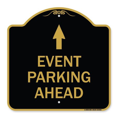 SIGNMISSION Designer Series Sign Parking Sign & Post Kit, Black & Gold Aluminum Sign, 18" x 18", BG-1818-23366 A-DES-BG-1818-23366